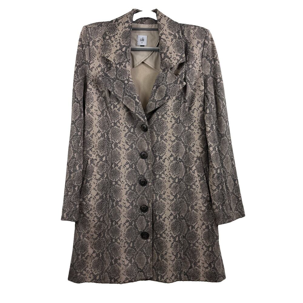 Cabi King Cobra Snakeskin Print Long Blazer Overcoat Medium Style 4114 Mobwife
